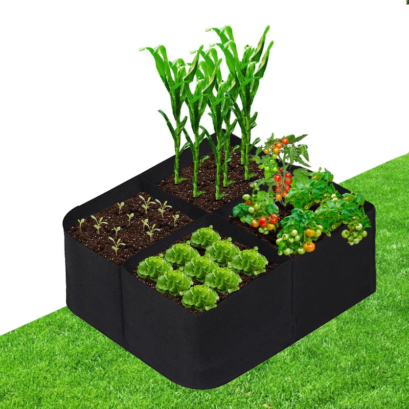 CJGQ Fabric Raised Garden Beds Outdoor  2X2 Ft 4 Grids Plant Grow Bags Vegetables Planter Raised Bed for Growing Potatoes Flowers  Square Plant Growing Container Bags for Outdoor Indoor - Image 1